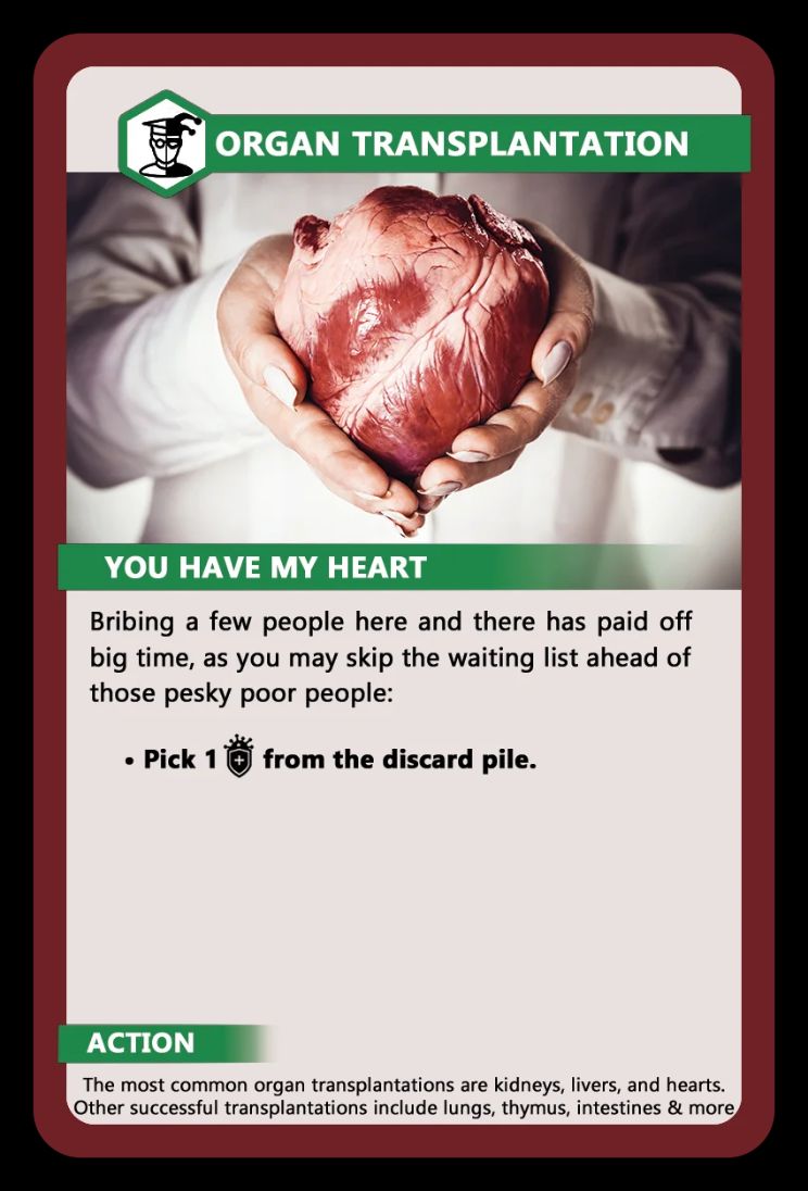 Organ transplantation ImmunoWars Action Card Alt Image
