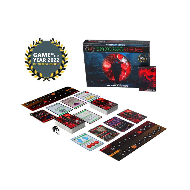 ImmunoWars board game Combo pack unpacked on table GOTY 
