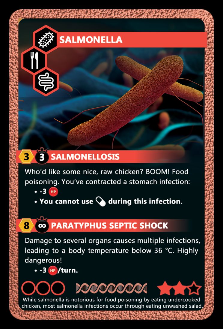 Salmonella ImmunoWars Playing Bacteria Card